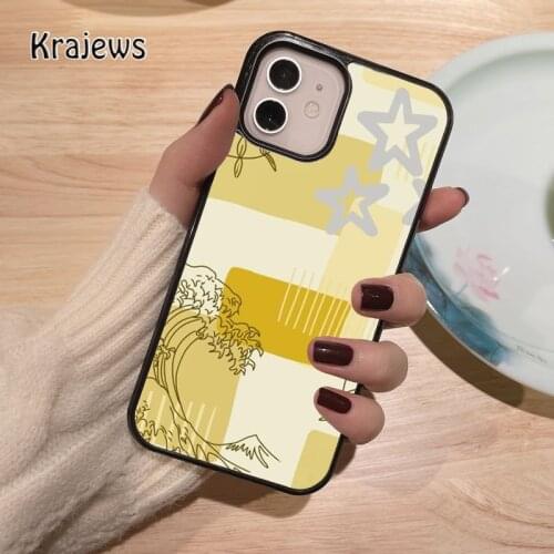 Krajews Yellow Abstract coque Phone Case for iPhone 12 mini 5 6S 7 8 PLUS X XS XR 11 PRO MAX SE 2020 Back Cover Funda Shell