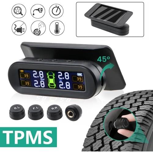 Car Accessories Waterproof Car TPMS Tire Pressure Sensor Temperature Warning Car Solar USB Charging Tyre Pressure Monitor System