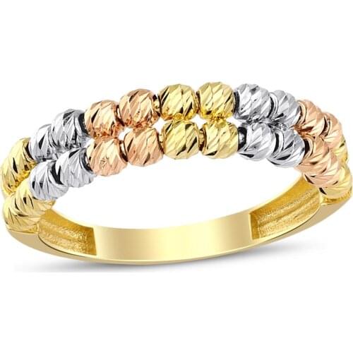 14K Gold Double Row Three Color Doric Ring W4Y28032