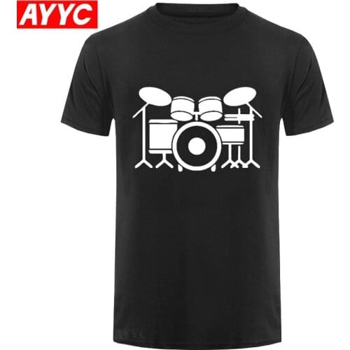 Summer Drum Kit Printed Mens Cotton T Shirt Summer Fashion O Neck Tops Tee Music Rock Roll Fitness Brand Clothing Homme
