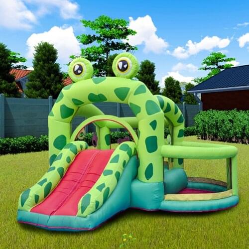 Giant Outdoor Inflatable Toys Kids Bounceland Castle W/pool Slider Inflatable Frog Bounce House Bouncer Moonwalk With Air Blower