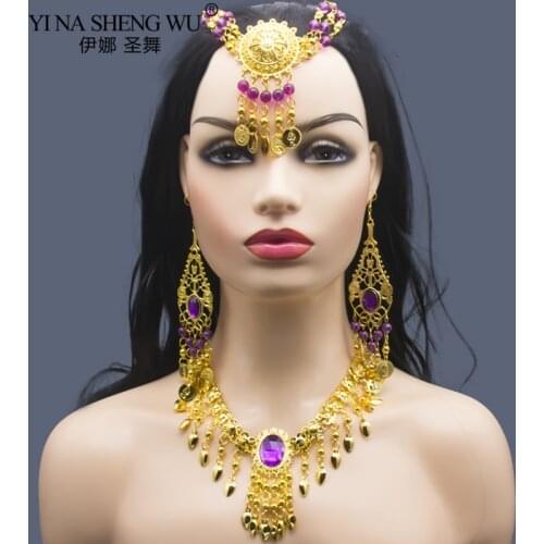 2/3pcs Set Belly Dancing Accessories Women Indian Belly Dance Necklace Earrings Gold Silver Set Belly Dance Accessory Wholesale