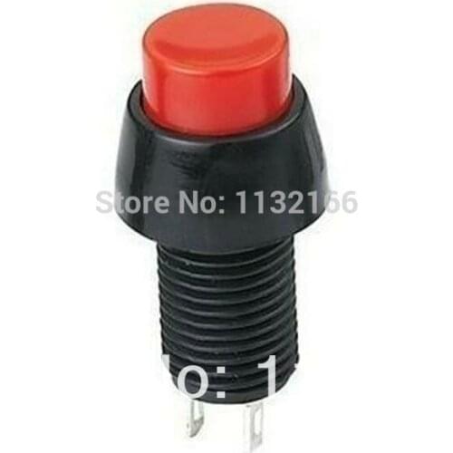 Red Hole 10mm 2 Pin SPST NO Maintained Push Button Switch