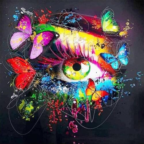 Colorful Butterfly Beautiful Human Eye Diamond Painting Round Full Drill Nouveaute DIY Mosaic Embroidery 5D Cross Stitch Pattern