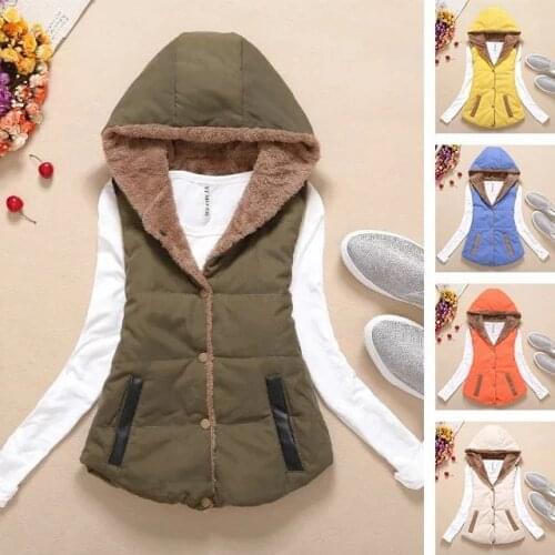 Jacket Vest off-Season Clearance Autumn Winter Coral Fleece Vest Womens Hooded Jacket Chaleco Mujer