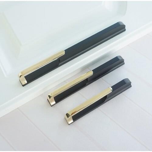 Zinc Alloy Furniture Handles Gold Black Pulls for Drawer and Cabinet Modern Handle for Kitchen Cupboard Door Cabinet Hardware