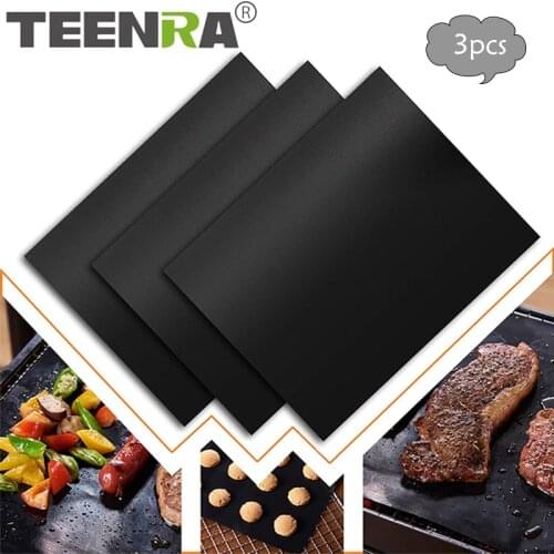 TEENRA 40*33 cm Reusable Coating Baking Mat Heat-resistant BBQ Grill Mat Non-stick Coating Mat For Oven Baking Sheet BBQ Tools