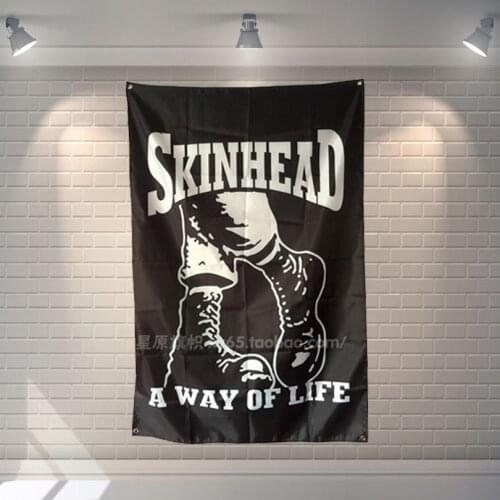 "SKINHEAD" Heavy Metals Rock Music Banners Hanging Flag Wall Sticker Cafe Restaurant locomotive club Live Background Decoration