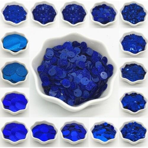 Paillettes 3-50mm Blue Sequin Glitter Flat Round Flower Cup PVC Loose Sequins for Crafts Sewing Women Garment Accessories 20g