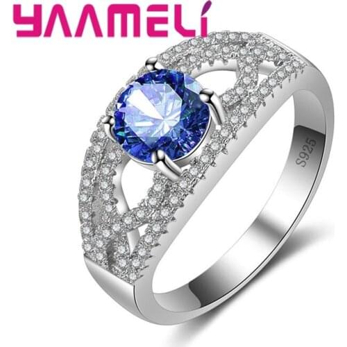 Luxurious Women/Girls Vintage Luxury Shiny Colorful Crystals Cubic Zirconia Rings for Women Romantic Young Girls