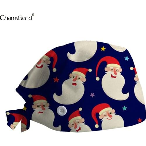 Cartoon Printing Unisex Cartoon Adjustable Scrub Hat Beauty Salon Doctor Nursing Surgical Cap Lab With Button Nurse Hat Women