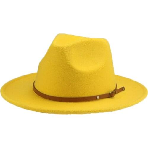 Fedoras Hats Women Wide Brim Solid Pink Green Red Formal Hats Classic Band Outdoor Luxury Decoration Men Hats Sombreros De Mujer