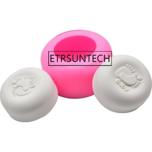 50pcs Cute Baby Feet Soap Mold DIY Round Shape Chocolate Candy Baking Mould Handmade Soap Silicone Molds