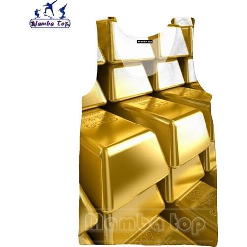 Mamba top Gold Vest 3D Hot Sale Hip Hop Spangled Mens Tank Tops Shiny Sleeveless Women Sweatshirt Casual Fitness Men Streetwear