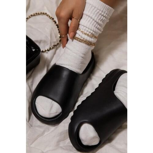 Home Ladies Solid Color Thick-soled Slippers Thick-soled Heel Living Room Bathroom Slippers Non-slip Trend Designer Shoes Women