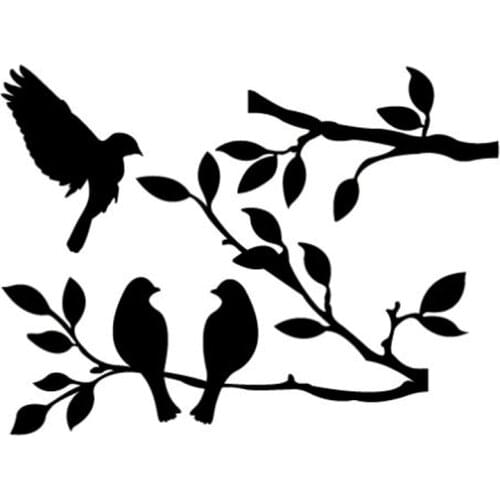 Bird Animal Decals on The Tree High Quality Car Window Decoration Personalized Pvc Waterproof Decals Black/white, 16cm*12cm