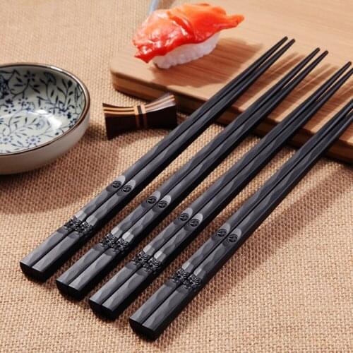 1 Pair Japanese Chopsticks Alloy Non-slip Sushi Food Sticks Chop Sticks Chinese Gift Reusable Light Weight Non-slip Chopsticks