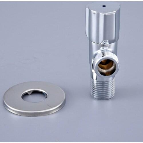 1 Pcs Silver Polished Chrome Brass Bathroom Hardware Accessories 1/2" male Angle Stop Valve Dav018