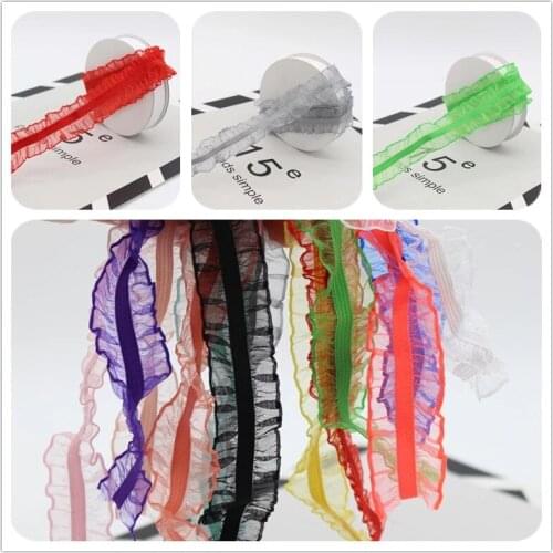 1Yards Latest Guipure 2.5cm Elastic Lace Fabric Green Gray Pink Lace Ribbon Sewing Decoration Lace Trim Clothes Dress Crafts E04