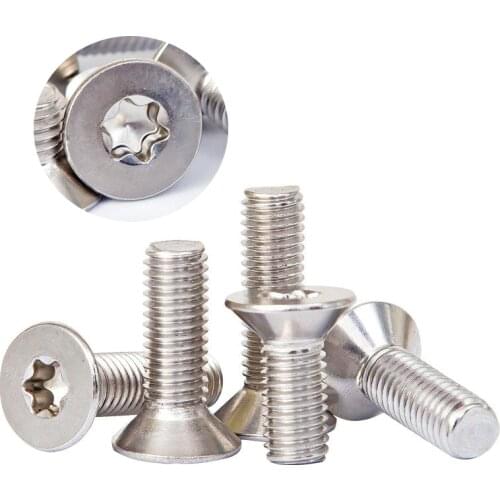 10/50pcs M1.6 M2 M2.5 M3 M4 M5 M6 M8 304 A2-70 stainless steel GB2673 Six-Lobe Torx Flat Countersunk Head Screw Six Lobe Bolt