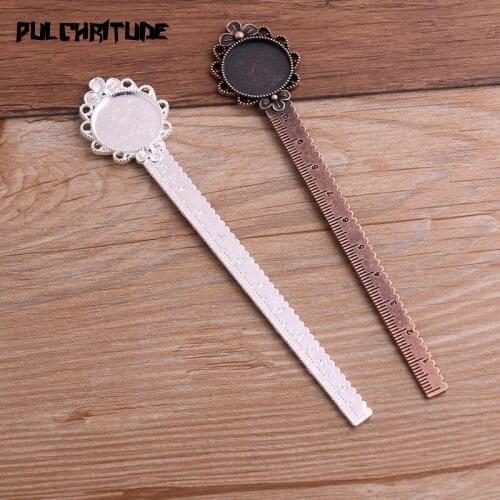 2pcs 20mm Inner Size Two Color Vintage Style Handmade Ruler Bookmark Cabochon Base Cameo Setting 28*138mm T6727