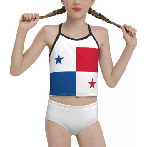 2021 state Swimwear for junior high school Girl Print Panama Flag Bikini Wholesale Brand for Children Girl