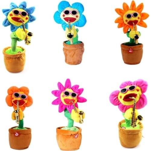 40JC 33cm/13inch Plush Stuffed Toy Singing Flower Electric Doll House Decoration Cute Baby Gift Dancing Flower with 60 Songs