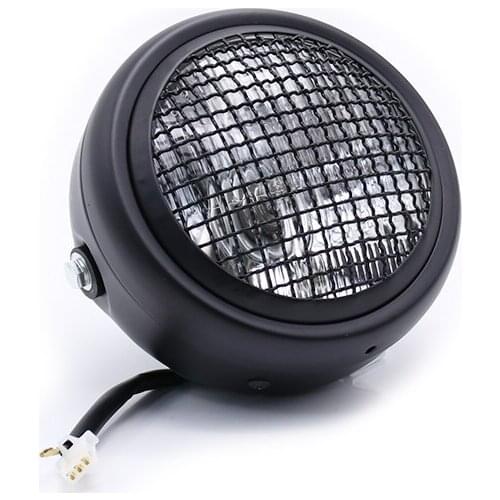 5.75'' Motorcycle Grill Mesh Front Headlight 12V H4 Headlamp For Harley Honda Yamaha Suzuki Kawasaki Bobber Cafe Racer Touring