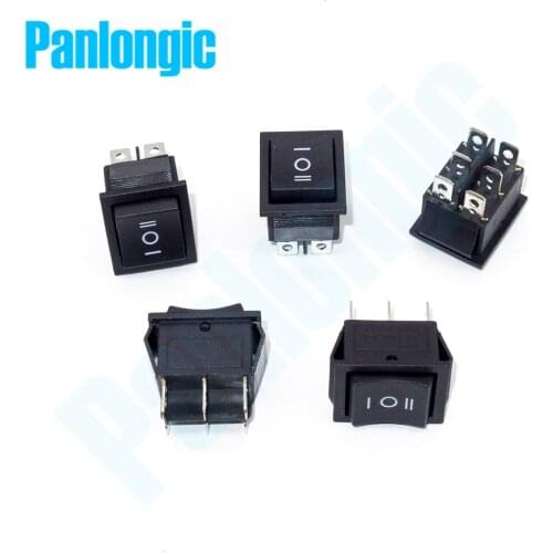 5pcs/lot Rocker Switch 3 Position 6 Foot Single Pole Double Throw SPDT DPDT AC 250V/16A 125V/20A ON/OFF/ON 25*32mm Auto Lock