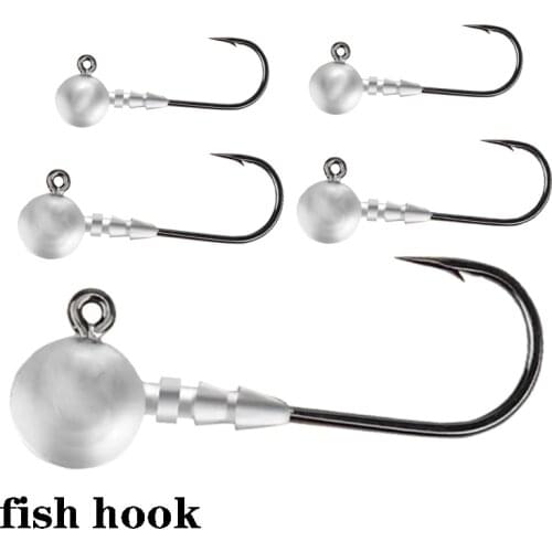 5pcs/lot Jig Head Hooks 3.5g 5g 7g 10g 14g Soft worm Jig hook for fishing Lure Fish Accessories Reinforced High Carbon Steel