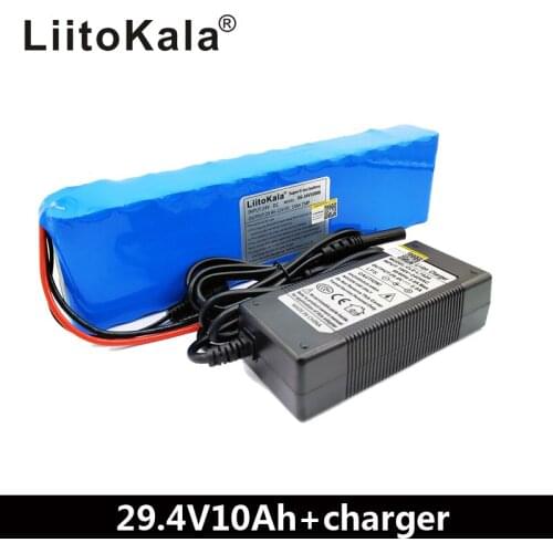 Liitokala DC 24V 10ah 7S4P batteries 15A BMS 250W 29.4 V 10000 mAh Battery for motor chair set Electric Power + 29.4V 2A charger