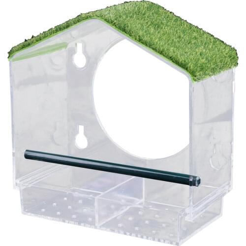 Acrylic Window Bird Feeder with Suction Cup Detachable Seed Tray Drainage Holes Bird Home Design Bird Watching Gift