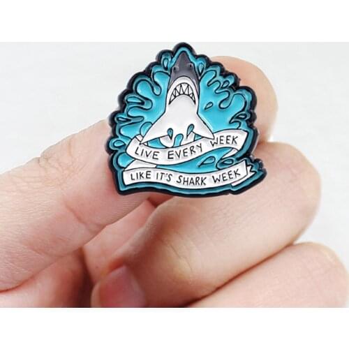 Shark Brooch Shark Surfing Activity Poster Ribbon Live Every Week Like Its Shark Week Coat Cap Badge Friends Kid Gifts 2020