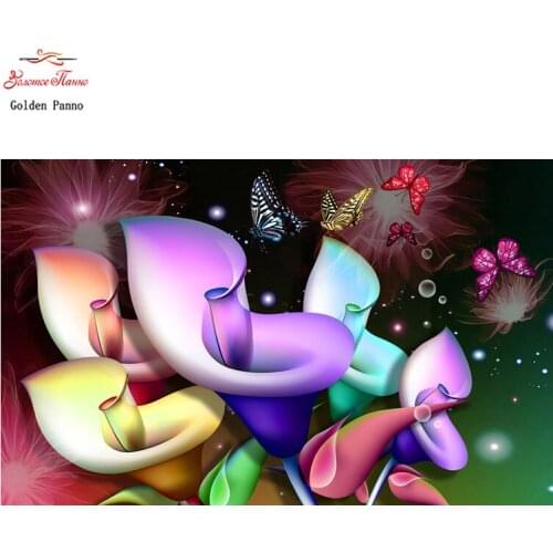 DIY 5D diamond embroidery,3D diamond painting,Diamonds mosaic, round Rhinestones Dream Calla lily cross stitch,Christmas decor