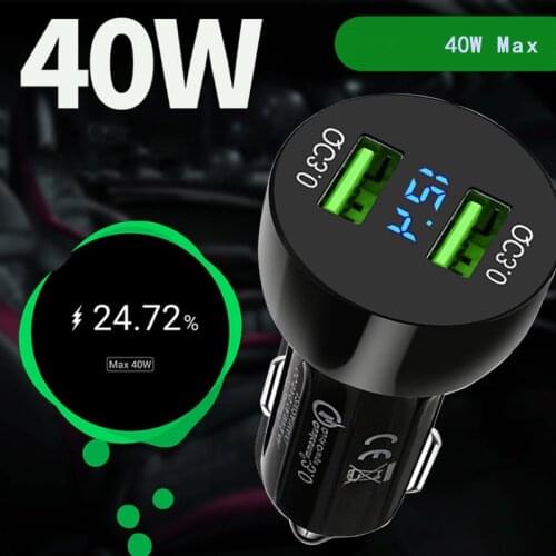 The New Dual QC30 Car Charger with Private Digital Display Is Suitable for Huawei 40W Compatible with 22.5w Super Fast Charging