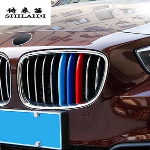 Car Styling For BMW 3 5 Series 5gt f07 F30 F10 Accessories Head Front Grille For M Sport Stripes Grill Covers Cap Auto Stickers