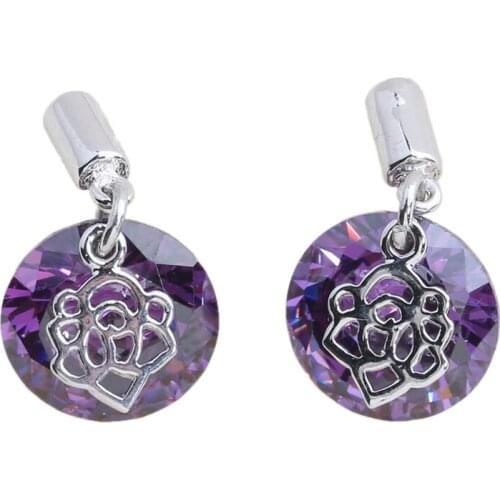 Bewitching Purple Stone 10*10mm Semi-precious Silver Cool For Womens Stud Earrings ED0031