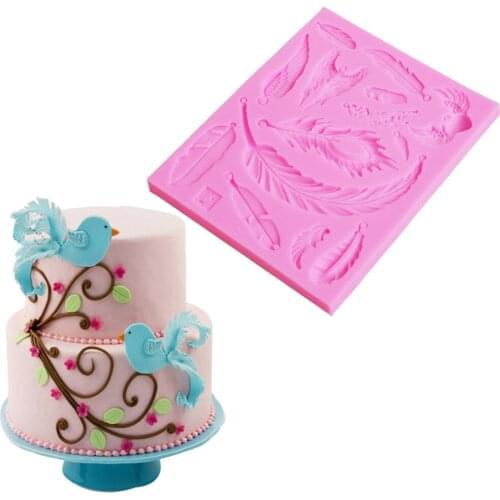 C185 Pearl Border Feather UV Resin Silicone Mold Fondant Chocolate Candy Gumpaste Lollipop Crystal Epoxy Soft Clay Bake Tools