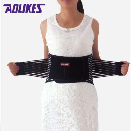 AOLIKES Elastic Lumbar Support Double Straps Compression With 5 Steel Plates Supporting Waist Back Protector Bodybuilding Belt