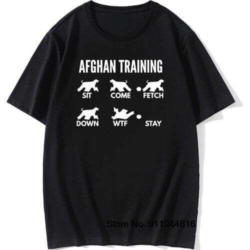 Afghan Hound Training Dog Tricks Funny Unisex Graphic Vintage Fun Cotton Short Sleeve T Shirts O-Neck Harajuku T-shirt