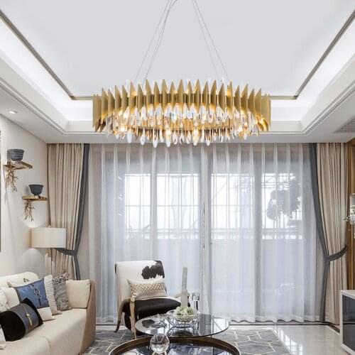 Postmodern stainless steel crystal chandelier creative personality villa model room designer living room dining room lamps