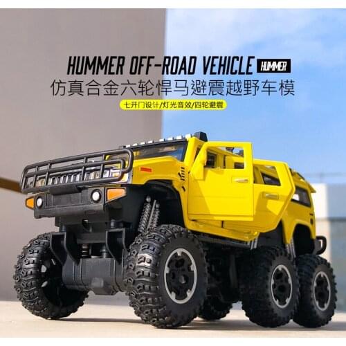 1:32 high simulation six-wheeled big wheel Hummer alloy car model children off-road vehicle toy car for children gifts