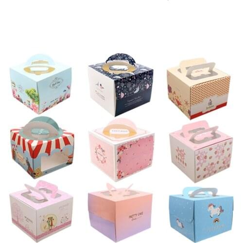 45pc/lot Small Cake Portable Paper Basket Wedding Candy Boxes Internally Visible Party Wedding Favors Tiny Baking Cake Gift Box