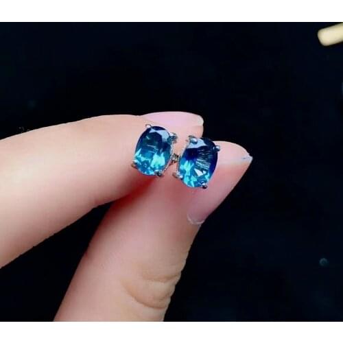 Hotsale Silver Topaz Stud Earrings for Daily Wear 5mm*7mm VVS Grade Natural Topaz Earrings 925 Silver Topaz Jewelry