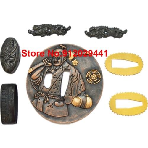 A Set Alloy Guard Tsuba Fitting For Japanese Sword Samurai Katana Accessory