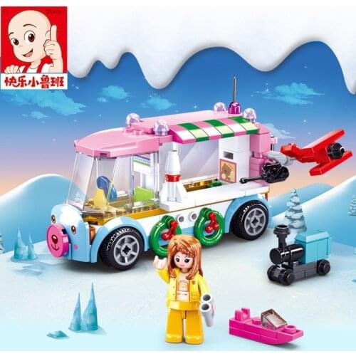 Happy SLuban M38-B0889D New Year Mini vending car Childrens Puzzle Assembled Building Block Toy Christmas Gift For kids