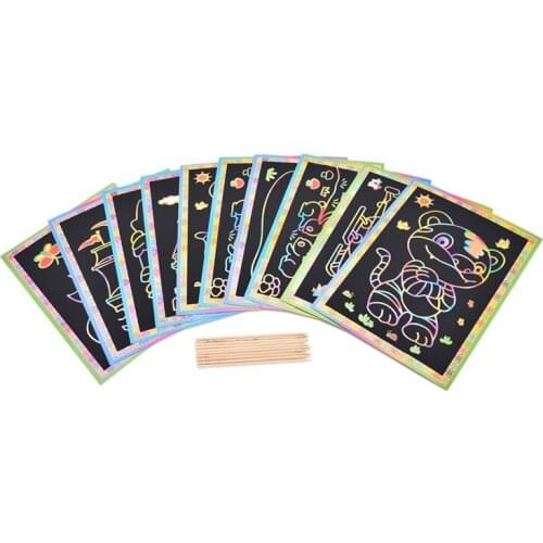 Colorful Magic Scratch Drawing Art Painting Paper Kids Educational Stick Toys 12.7cm x 17.2cm