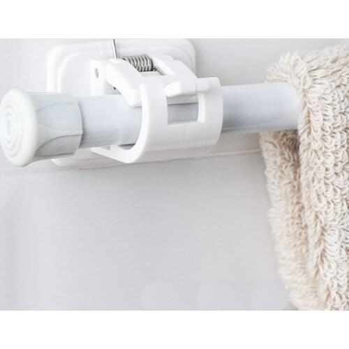 2pc Strong self-adhesive door wall hook kitchen bathroom shower curtain rod rack towel bar fixed hanging clip
