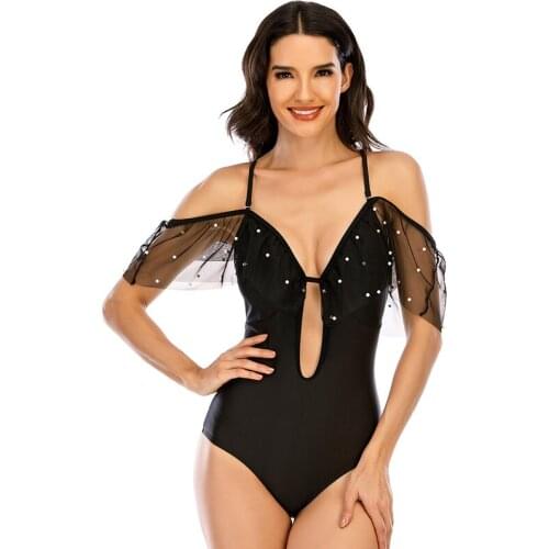 Swimsuit Women Plus Size Black One Piece Swimwear Vintage Off Shoulder Ruffle Bathing Suit Sexy Beachwear Tankini XL XXL 4XL 5XL