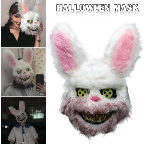 Halloween Mask Adult Women White Bunny Rabbit Mask Games Latex Scary Horror Halloween Costume Party Props AU Party Supplies